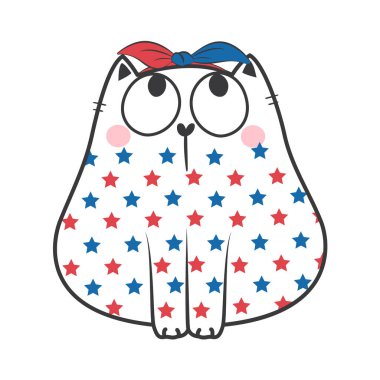 4 Temmuz Vatansever karalama kedisi. Stock Vektör illüstrasyonu. 