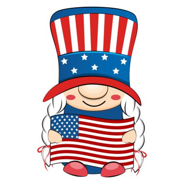 4 Temmuz Vatansever Amerikan cücesi. Bağımsızlık Günü illüstrasyonu.