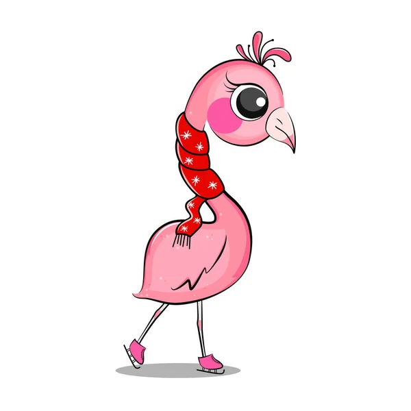 Cute Pink Flamingo Redscarf Vector Stock Illustration — 스톡 벡터