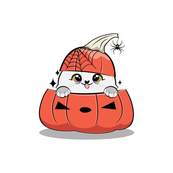Halloween Cat Doodle Style Vector Stock Illustration — Stok Vektör