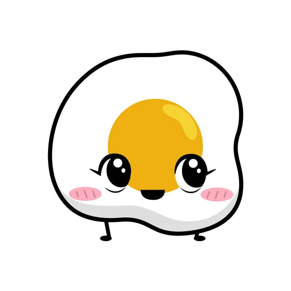 Cute Kawaii Fryed Egg White Background Vector Illustration Design — Stockvector
