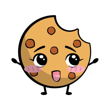 Cute kawaii sweet cookie in cartoon style. Vector illustration.