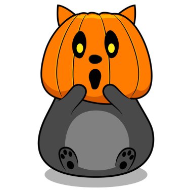 Halloween cat in doodle style. Vector stock illustration. 