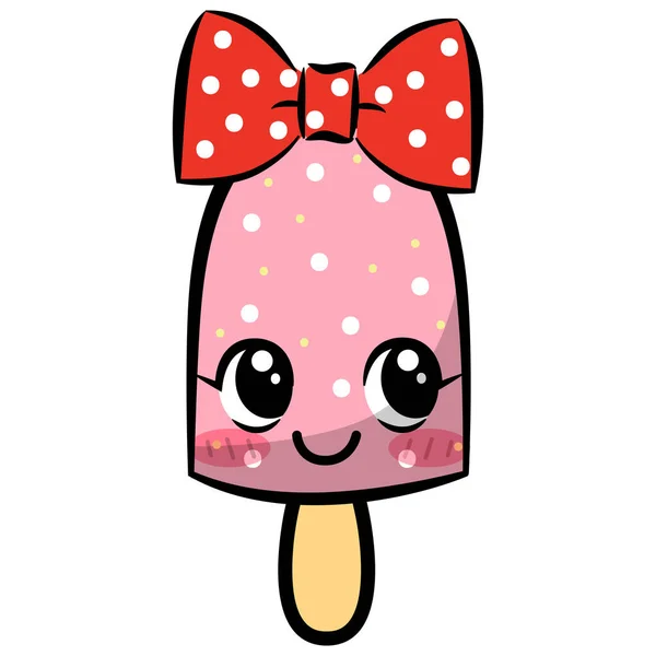 Cute Kawaii Ice Cream Funny Cartoon Character Vector Stock Illustration — Image vectorielle
