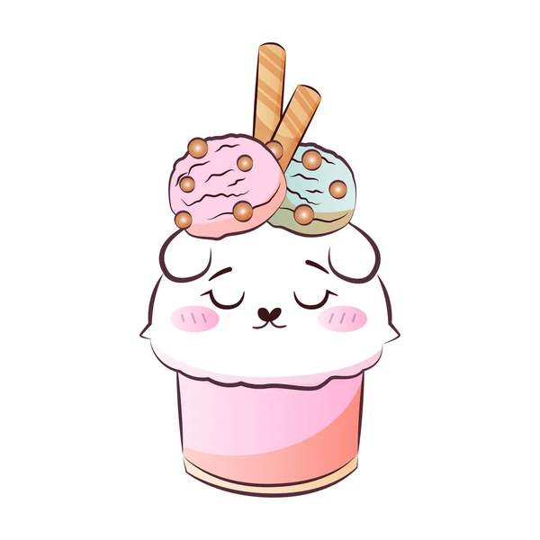 Cute Sweet Kitty Cat Ice Crem Vector Stock Illustration — 图库矢量图片