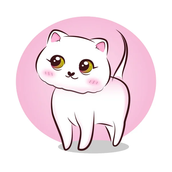 Милый Розовый Котёнок Векторная Иллюстрация — стоковый вектор