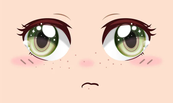 Cute Anime Girls Eyes Manga Face Expressions Vector Stock Illustration — Stockvektor