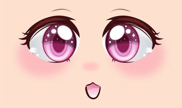 Cute Anime Girls Eyes Manga Face Expressions Vector Stock Illustration — Archivo Imágenes Vectoriales