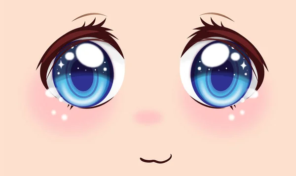 Cute Anime Girls Eyes Manga Face Expressions Vector Stock Illustration — Wektor stockowy