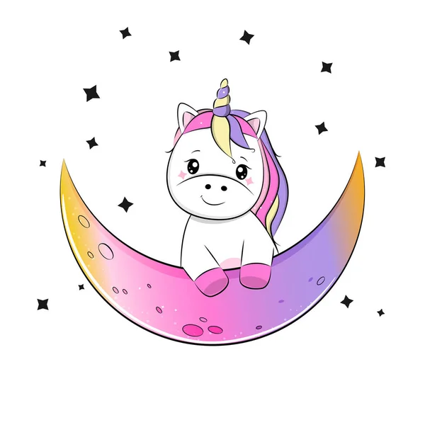 Mignon Dessin Animé Licorne Magique Pour Les Enfants Illustration Vectorielle — Image vectorielle