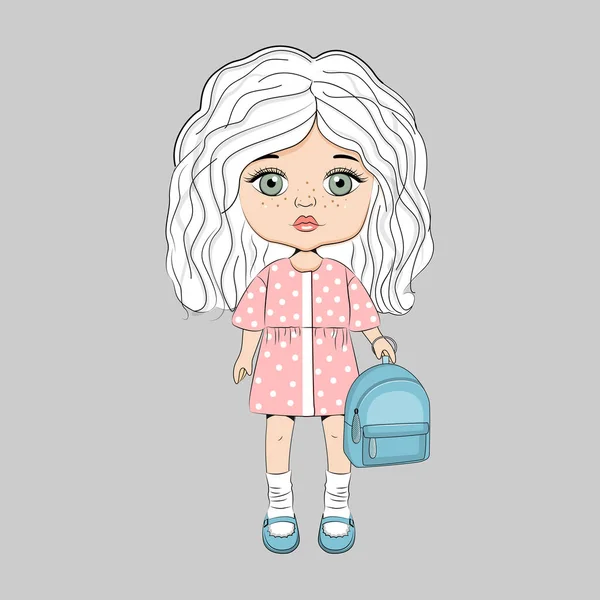 Cute Cartoon Baby Girl Doll Vector Stock Illustration — Stockvektor