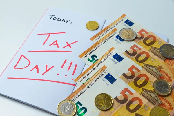 Page Diary Agenda Text Today Tax Day Money Next Deadlines — Stock Photo, Image