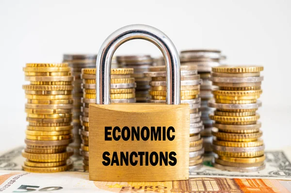 Паблок Економічними Санкціями Текст Поруч Грошима Економічні Санкції Економічна Відповідь — стокове фото