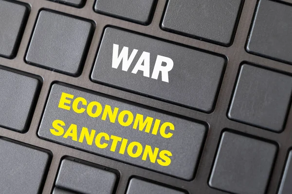 컴퓨터 War 노란색 Economic Sanctions 국제적 긴장에 — 스톡 사진