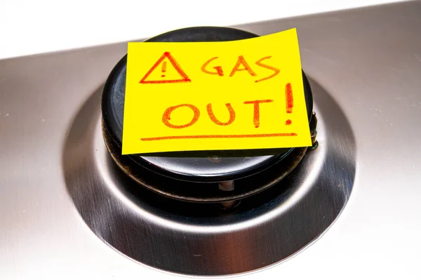Gas Stove Turned Yellow Note Next Red Text Gas Out — Photo