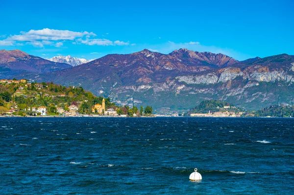 Panorama Lake Como Villages Tremezzina Bellagio Mountains Overlook Them — Stock fotografie