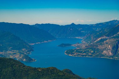 Panorama on Lake Como, with Bellagio, Tremezzina, Villa Balbianello, a glimpse of Lake Lugano, photographed from Alpe Giumello.