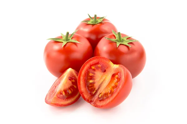 Quatro tomates fatiados — Fotografia de Stock