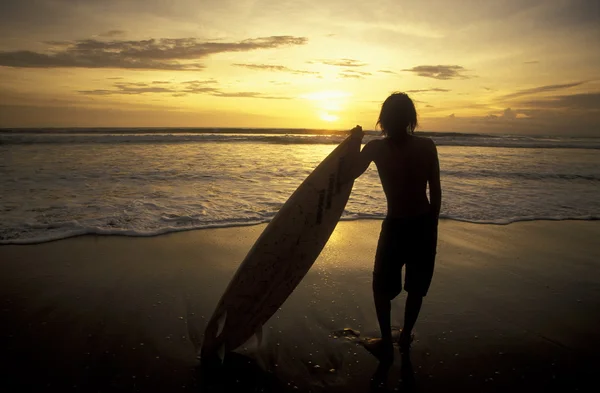 Der Kuta Strand Auf Bali Indonesien — Stockfoto