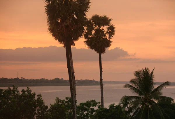 Paesaggio Altround Città Kha Thaek Sul Fiume Mekong Nel Lao — Foto Stock