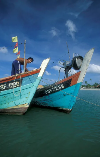 Barco Pesca Costa Oeste Ilha Langkawi Malásia Malásia Langkawi Janeiro — Fotografia de Stock