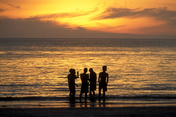 Sunset Beach Town Kampung Lubok Buaya Pantai Cenang Beach Island — Stock Photo, Image