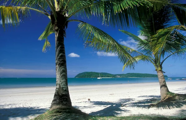 Uma Praia Com Paisagem Naer Ayer Hangat Village Norte Ilha — Fotografia de Stock