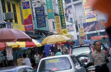 Malezya 'nın Kuala Lumpur kentindeki Eski Şehir ve Çin Kasabası' nda dükkanları olan Marketstreet. Malezya, Kuala Lumpur, Ocak 2003