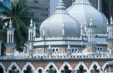 Malezya 'nın Kuala Lumpur kentindeki Mescid Jamek Camii. Malezya, Kuala Lumpur, Ağustos 1997