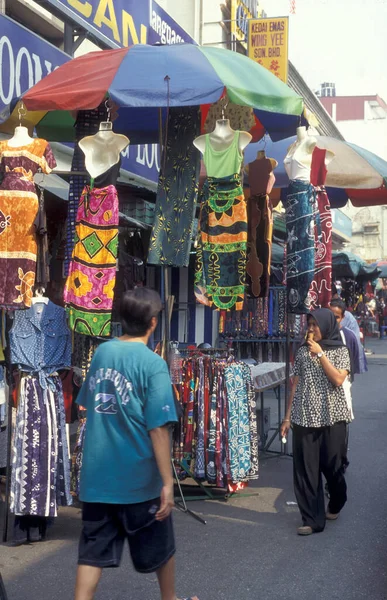 Textile Shops Marketstreet Old Town China Town City Kuala Lumpur — Stock Photo, Image