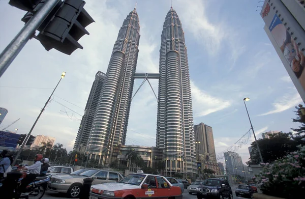 Architecture Des Tours Jumelles Petronas Dans Ville Kuala Lumpur Malaisie — Photo