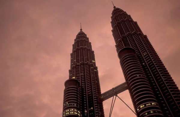 Arquitetura Das Torres Gêmeas Petronas Cidade Kuala Lumpur Malásia Malásia — Fotografia de Stock