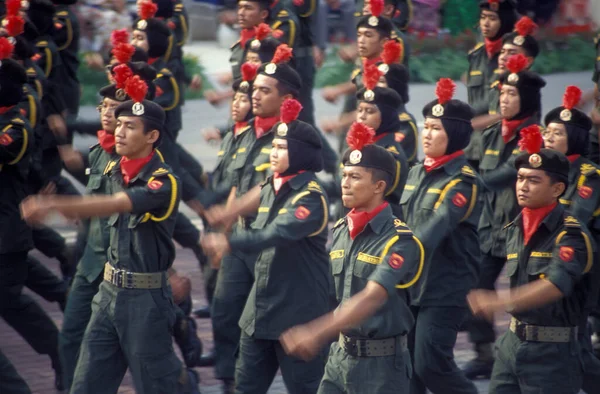 Défilé Militaire Fête Nationale Malaisienne Hari Merdeka Août Dans Ville — Photo