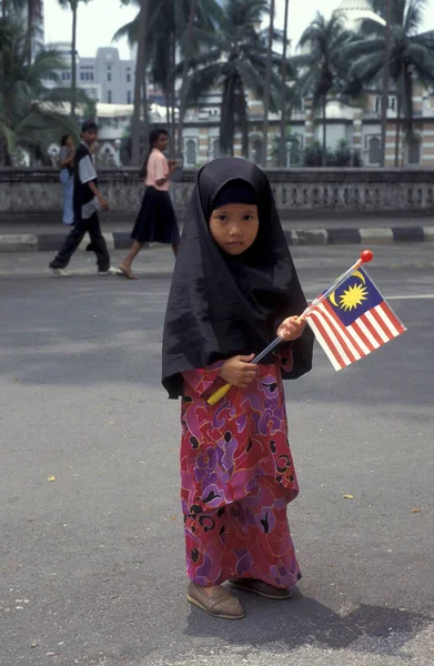Malaysian People Día Nacional Malasia Hari Merdeka Agosto Ciudad Kuala — Foto de Stock