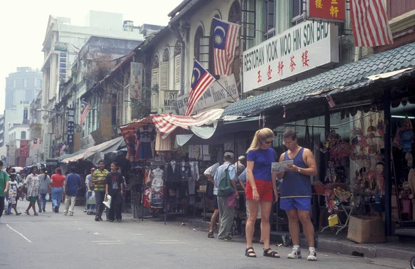 Marketstreet Con Tiendas Casco Antiguo China Town Ciudad Kuala Lumpur —  Fotos de Stock