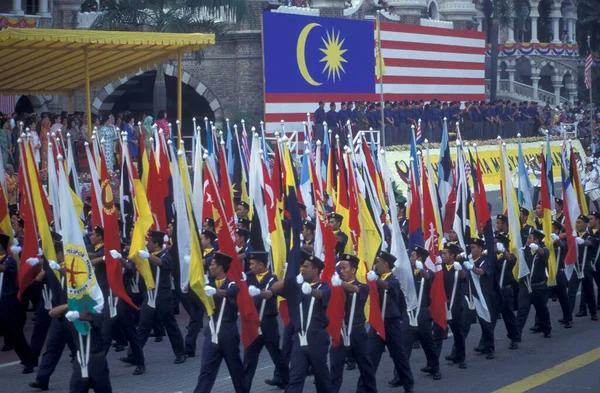 Vojenský Průvod Malajsijském Národním Dni Nebo Hari Merdeka Srpna Městě — Stock fotografie