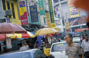 Malezya 'nın Kuala Lumpur kentindeki Eski Şehir ve Çin Kasabası' nda dükkanları olan Marketstreet. Malezya, Kuala Lumpur, Ocak 2003