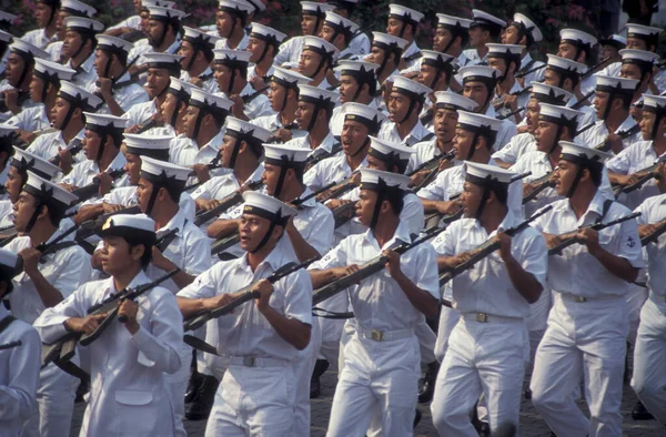 Défilé Militaire Fête Nationale Malaisienne Hari Merdeka Août Dans Ville — Photo