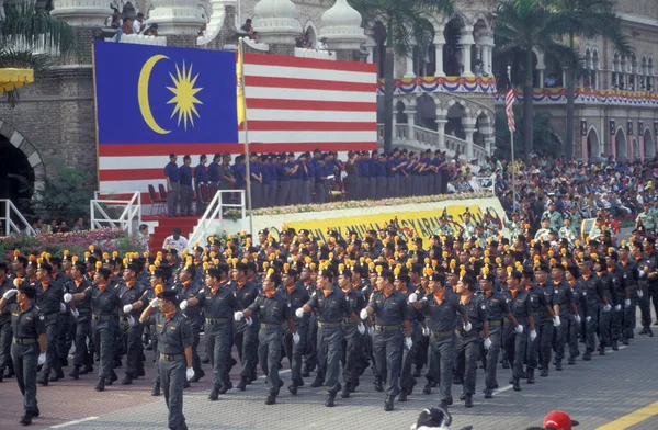 Desfile Militar Día Nacional Malasia Hari Merdeka Agosto Ciudad Kuala —  Fotos de Stock
