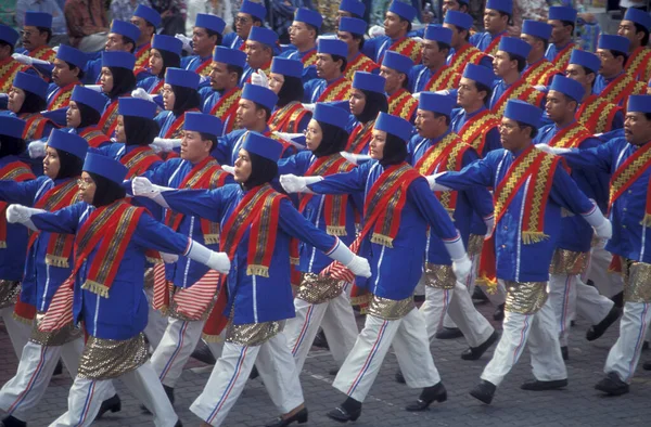 Parada Wojskowa Malezyjskim Dniu Narodowym Lub Hari Merdeka Sierpnia Mieście — Zdjęcie stockowe