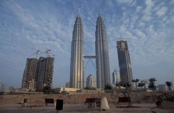 Arquitetura Das Torres Gêmeas Petronas Cidade Kuala Lumpur Malásia Malásia — Fotografia de Stock