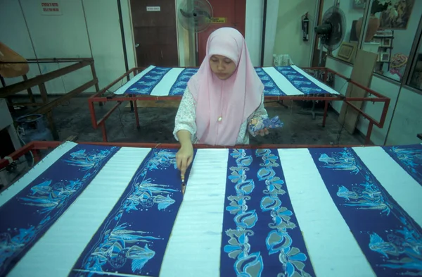 Batik Textilní Malba Výroba Továrně Městě Kuala Lumpur Malajsii Malajsie — Stock fotografie