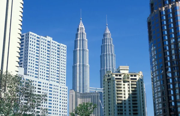 Arquitetura Das Torres Gêmeas Petronas Cidade Kuala Lumpur Malásia Malásia — Fotografia de Stock