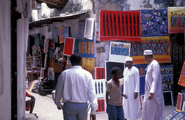 Lojas Beco Cidade Velha Stone Town Ilha Zanzibar Tanzânia Tanzânia — Fotografia de Stock