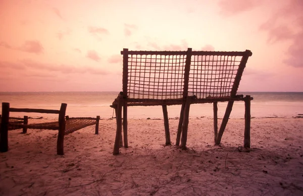 Uma Cadeira Praia Restaurante Pousada Praia Com Paisagem Costa Leste — Fotografia de Stock