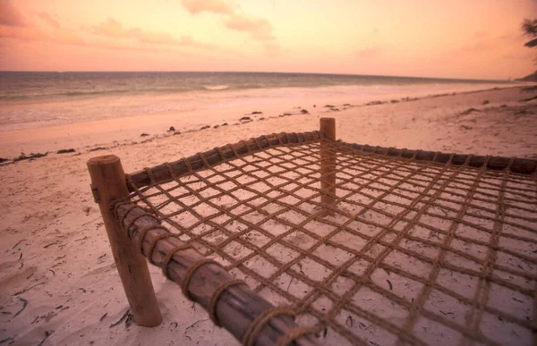 Uma Cadeira Convés Restaurante Pousada Praia Com Paisagem Costa Leste — Fotografia de Stock