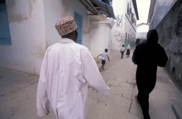 Ludzi Starym Mieście Stone Town Wyspie Zanzibar Tanzanii Tanzania Zanzibar — Zdjęcie stockowe