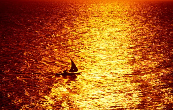 Veleiro Tradicional Dhoni Oceano Índico Frente Cidade Velha Stone Town — Fotografia de Stock