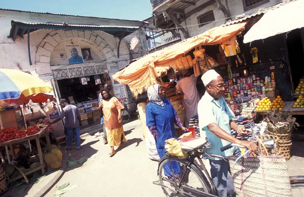 Trh Potravinami Starém Městě Kamenného Města Ostrově Zanzibar Tanzanii Tanzanie — Stock fotografie