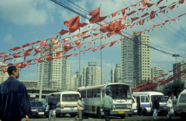 Çin 'deki Pekin şehrinde bir pansiyon. Çin, Pekin, Ekim 1997